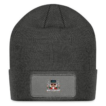 Christmas Nutcracker Whats Crackin Funny Xmas - Patch Beanie - charcoal grey - Front