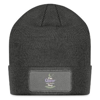 Queer Trans Affirming Comfort Identity Love - Patch Beanie - charcoal grey - Front