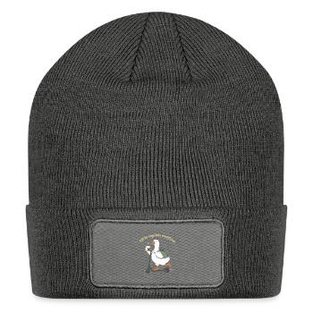 Duck on Scooter with Coffee - Patch Beanie - charcoal grey - Front