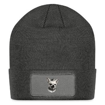 Spiked Chihuahua Rebel Portrait - Patch Beanie - charcoal grey - Front