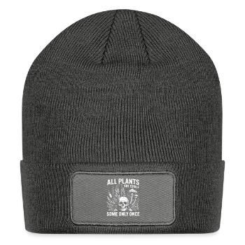 All Plants Are Edible Skull - Patch Beanie - charcoal grey - Front