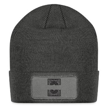 b w bandana print - Patch Beanie - charcoal grey - Front
