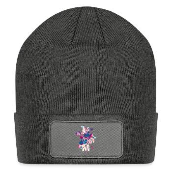 Neon Tropical Floral Geometry - Patch Beanie - charcoal grey - Front