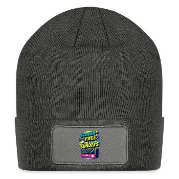 Retro Waves Screen-Free Sundays - Patch Beanie - charcoal grey - Front