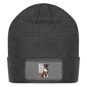 Best Boxer Dad Ever Dog Portrait - Patch Beanie - charcoal grey - Front
