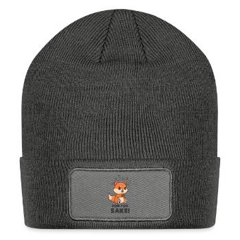 For fox sake - angry fox - Patch Beanie - charcoal grey - Front