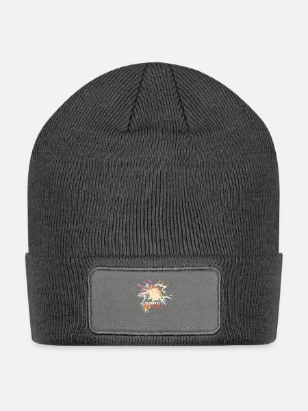 Purrfect Cat Mom With Color - Patch Beanie - charcoal grey