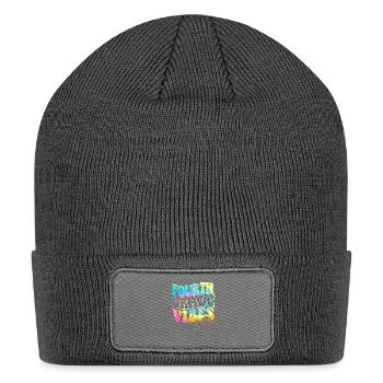 4th Grade Vibes Groovy Smile Face Tie Dye Back to - Patch Beanie - charcoal grey - Front