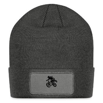 Bmx Bike Stunt Rider Downhill Jump Style - Patch Beanie - charcoal grey - Front