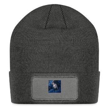 Sapphire Gaze: Where Blue Roses Whisper Secrets - Patch Beanie - charcoal grey - Front