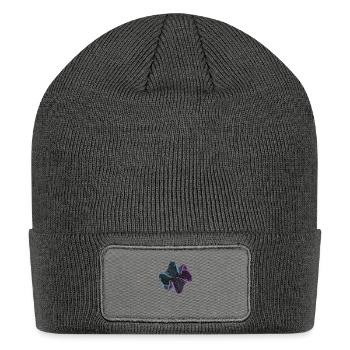 quantumcore, glitch art, cybertech, neonwave, futu - Patch Beanie - charcoal grey - Front