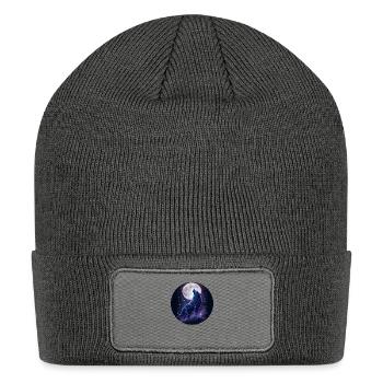Mystic Blue Wolf - Patch Beanie - charcoal grey - Front