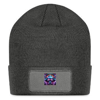 Futuristic DJ Skull - Patch Beanie - charcoal grey - Front