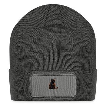 Mystic Cat of the Moon - Celestial Guardian Design - Patch Beanie - charcoal grey - Front