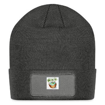 Coconut on the Beach – Tropical Summer Vibes - Patch Beanie - charcoal grey - Front