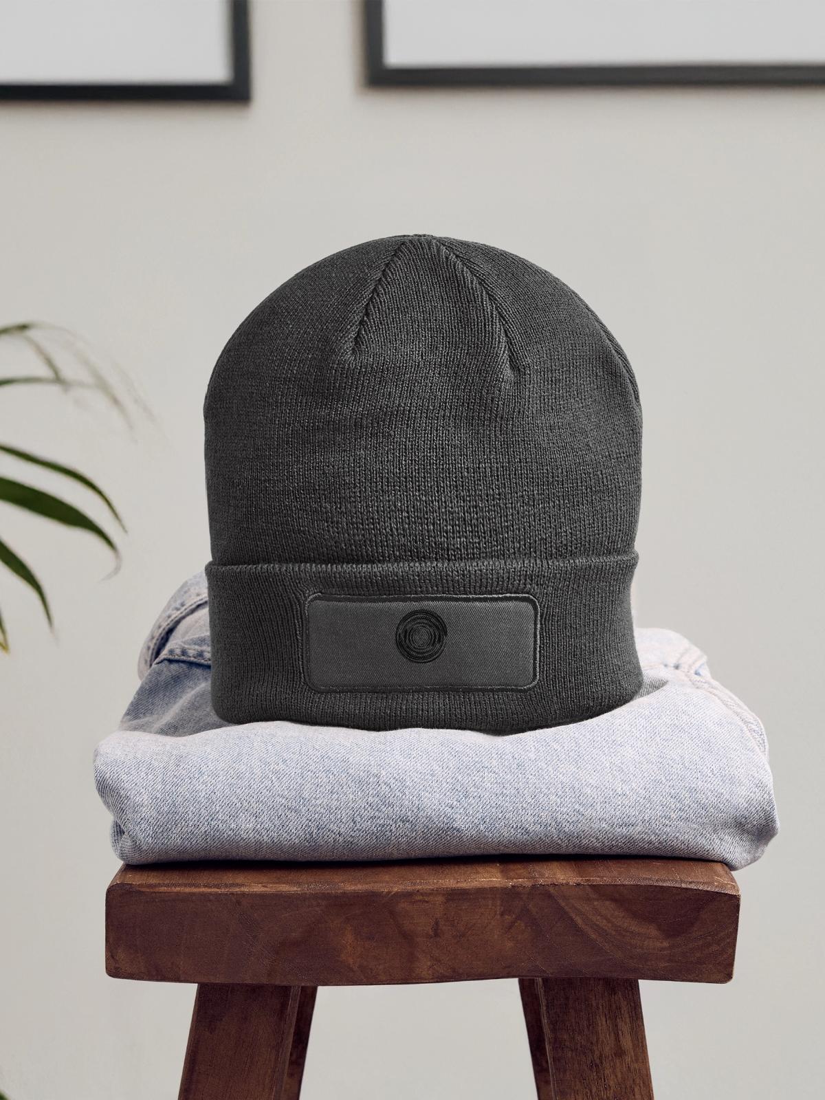 Abstract Vortex 17 - Patch Beanie - charcoal grey - Front