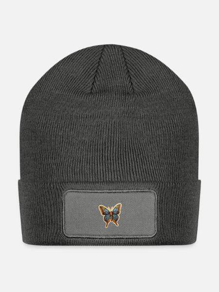 Colorful and beautiful butterfly - Patch Beanie - charcoal grey