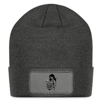 Coming Soon Baby Pregnant Pregnancy - Patch Beanie - charcoal grey - Front