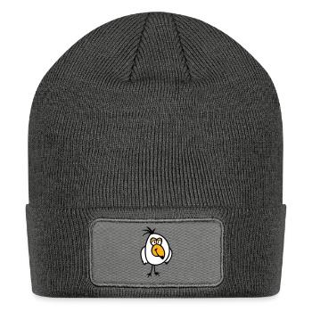 Little budgie parrot small sparrow bird smiling - Patch Beanie - charcoal grey - Front
