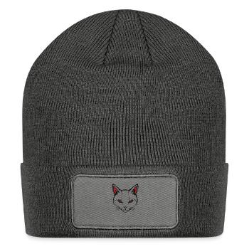 Cat face - Patch Beanie - charcoal grey - Front