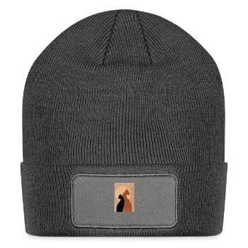 comfy elegant cat design shirt,cat and her shadow - Patch Beanie - charcoal grey - Front