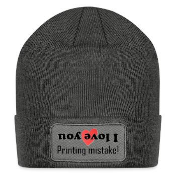 I love you, Printing Mistake ! - Patch Beanie - charcoal grey - Front