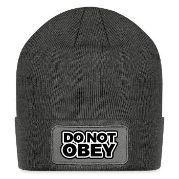 DO NOT OBEY (outlined) - Patch Beanie - charcoal grey - Front