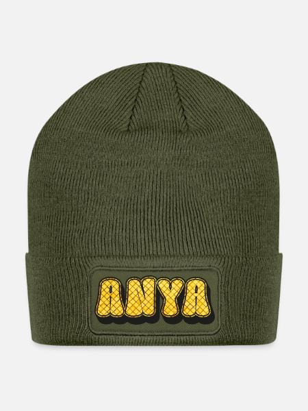 ANYA Personalized Name - Patch Beanie - olive