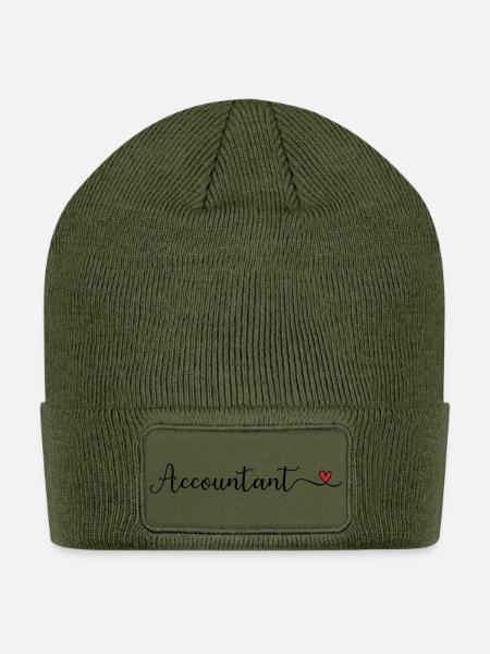 Cute Accountant Design with a Heart - Patch Beanie - olive