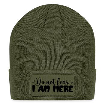Do not fear I am here – inspirational faith design - Patch Beanie - olive - Front