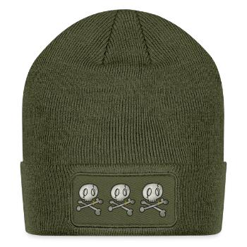 Skull Crossbones Cartoon - Patch Beanie - olive - Front