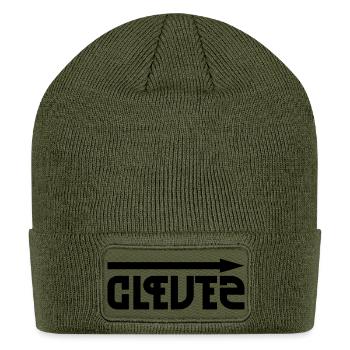 Clever Stupid Mirror Text - Patch Beanie - olive - Front