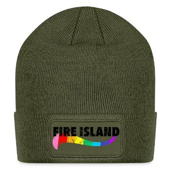 Fire Island Pride Pines Cherry Grove Queer FI NY - Patch Beanie - olive - Front