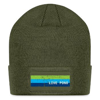 Live Pono Hawaii balance nature harmony aloha - Patch Beanie - olive - Front