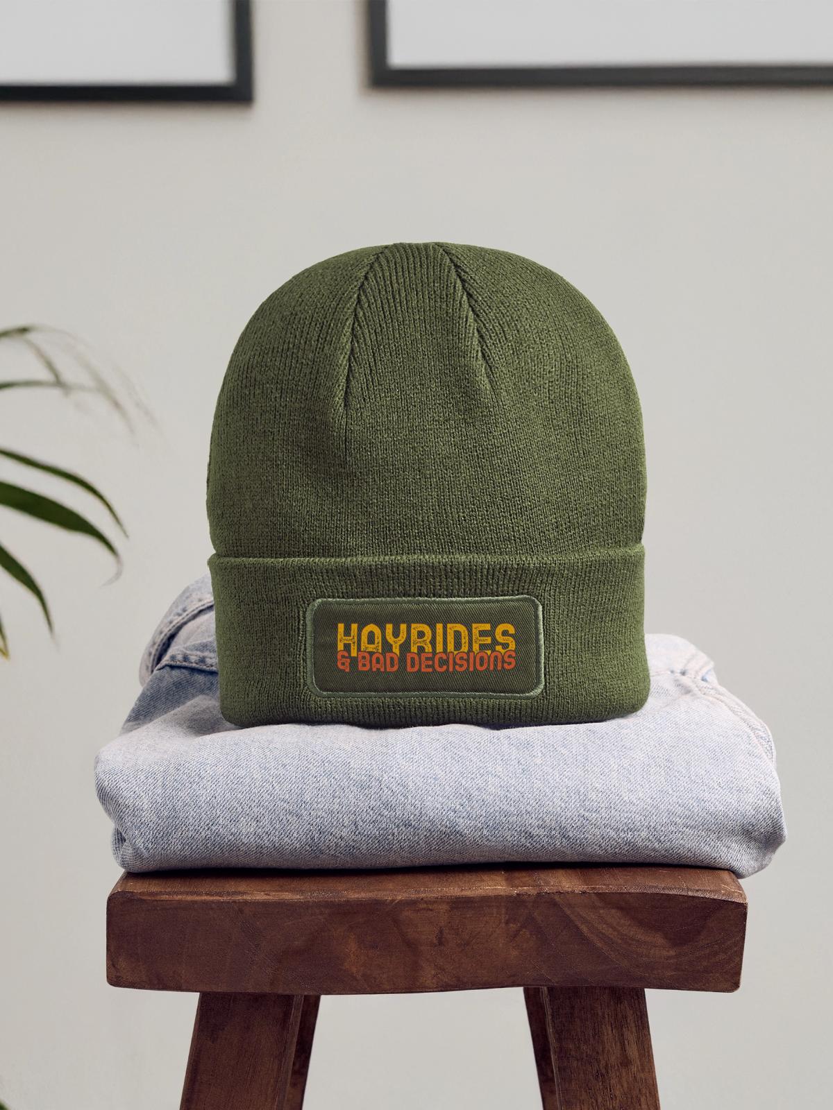 Hayrides & Bad Decisions - Patch Beanie - olive - Front