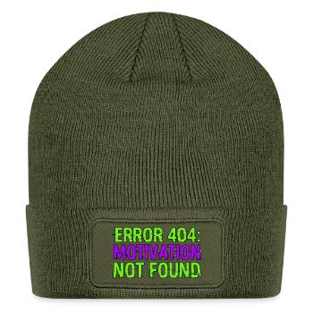 Error 404 Motivation Not Found Funny Glitch Art - Patch Beanie - olive - Front