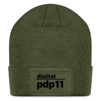 Digital Grid Text Mono Art - Patch Beanie - olive - Front