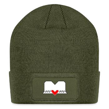 MOM pregnancy mother birth heart love best mom - Patch Beanie - olive - Front