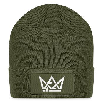 Mono Crown | white Metallic Geometric Chest Logo - Patch Beanie - olive - Front