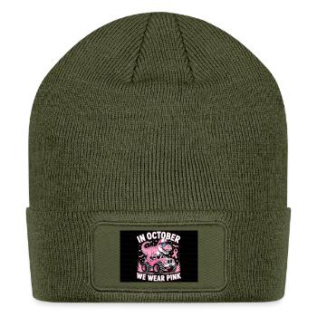 In-october-we-wear-pink-Breast-Cancer-Graphics- - Patch Beanie - olive - Front