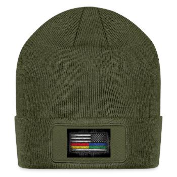 Reversed_right-sleev - Patch Beanie - olive - Front