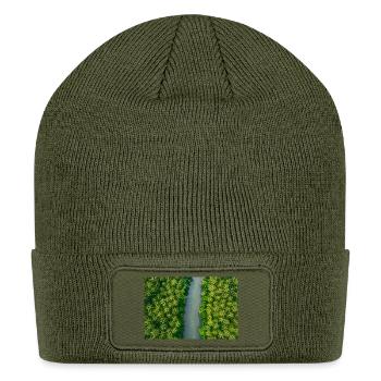 Aerial View Tropical Coconut Plantation and River - Patch Beanie - olive - Front
