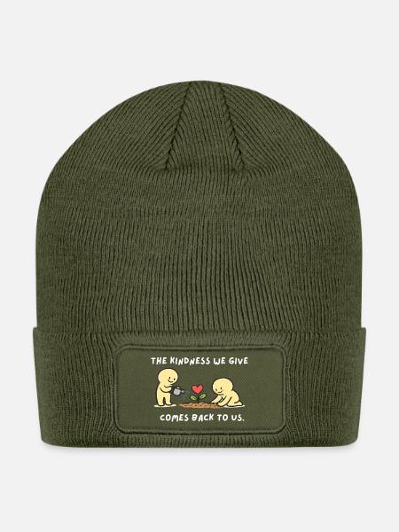 The_kindness_we_give_comes_back_to_us - Patch Beanie - olive