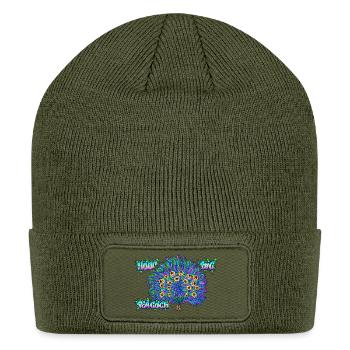 Vibrant Graffiti Peacock Burst - Patch Beanie - olive - Front