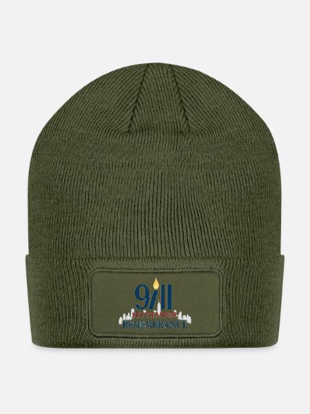 September Remembrance Candle Design - Patch Beanie - olive