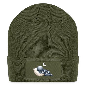 Nightly Sleepy Bot on Moon Pillow - Patch Beanie - olive - Front