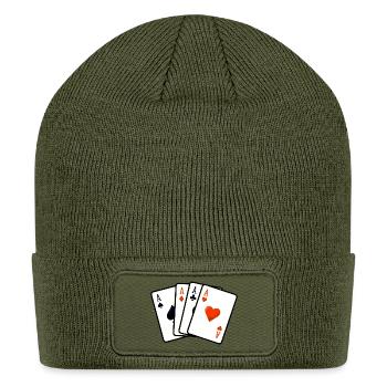 Quad Ace Card Quartet Illustration - Patch Beanie - olive - Front