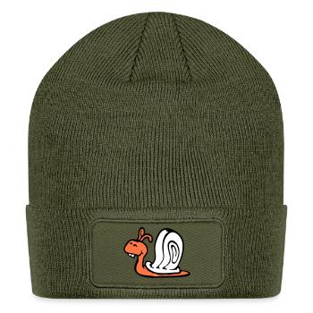 Snail rabbit teeth cute sweet happy funny cartoon - Patch Beanie - olive - Front