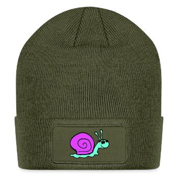 Snail Sunglasses Cool Black Glasses Smile Cartoon - Patch Beanie - olive - Front