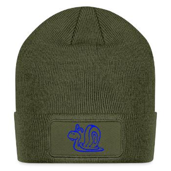 Snail rabbit teeth cute sweet happy funny cartoon - Patch Beanie - olive - Front